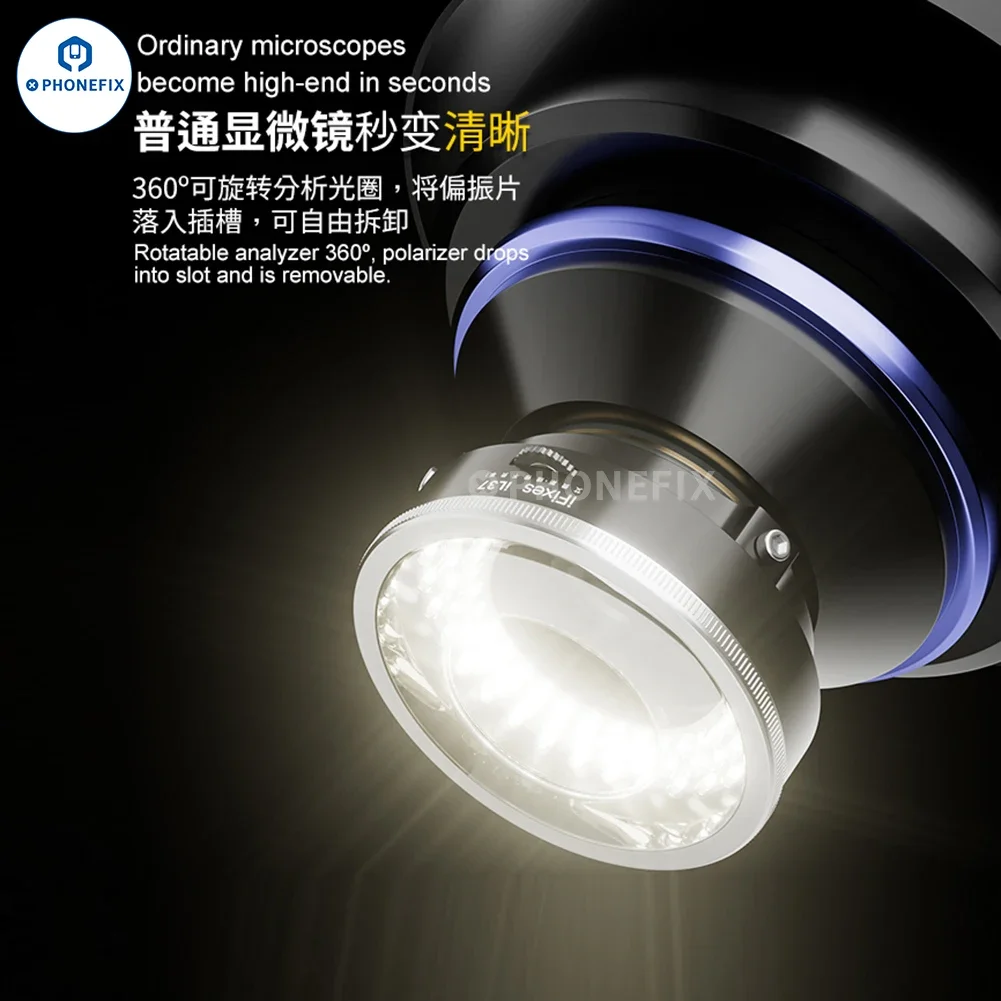 Microscope Lamp Polarized Ring Lights Ultra-bright 96 LED Anti Glare for Phone Soldering Repair Lab illuminators