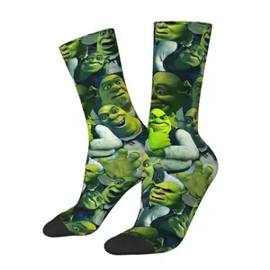 Novelty Print Shrek Monster Collage Socks for Men Women Stretch Summer Autumn Winter Animated Crew Socks