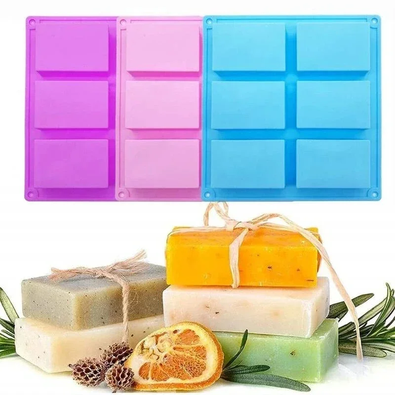 Description Picture 3 of item6 Cavity Soap Mold Square Silicone Mold for Making Soaps Rectangle DIY Handmade Soap Form Tray Cake Mould