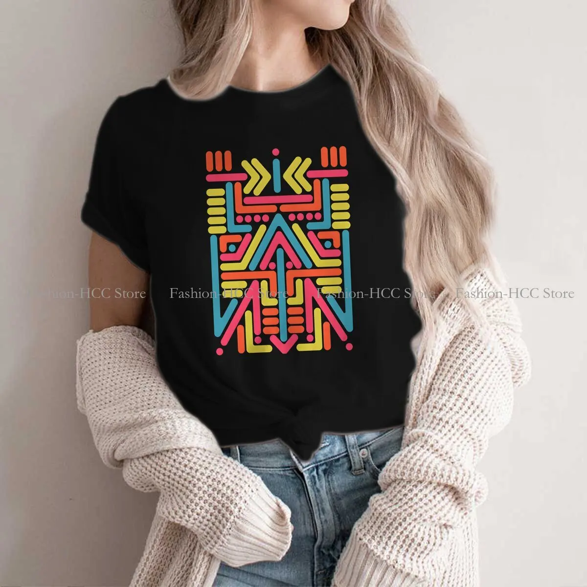 

Chale Fashion Polyester TShirts Aztec Abstract Art Momen Graphic Tops T Shirt O Neck