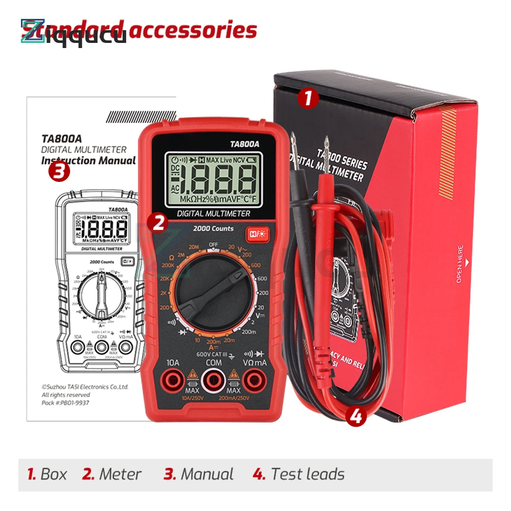 Klan Ung dame Mordrin Tasi Ta801a/b/c/d Digital Multimeter Mini Smart Ture Rms Ac Dc Ncv Auto  Range Digital Multimeters Tester Ohm Hz Voltage Meter - Integrated Circuits  - AliExpress