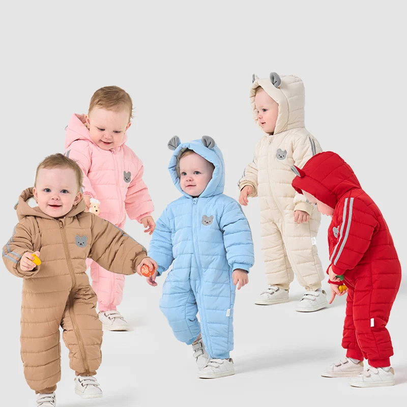 Newborn Baby Clothes Winter Warm Infant Outwear Hooded Baby Jumpsuit Boys Ski Suit Thicken Girl Jacket 0 to 24 Months