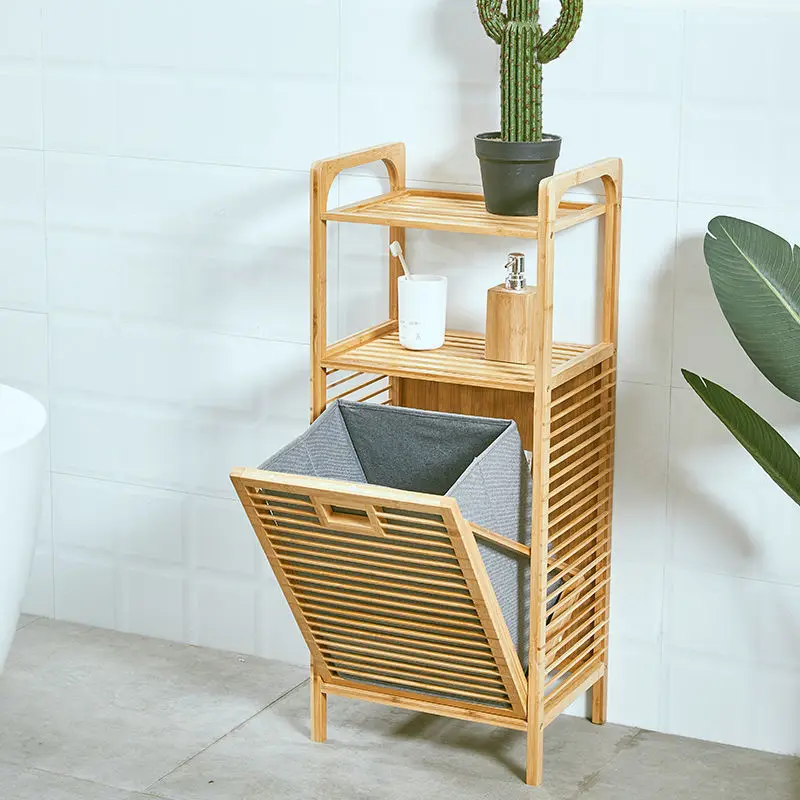 

Bamboo multifunctional bathroom basket for storing dirty clothes, laundry basket storage rack, bathroom rack, laundry rack