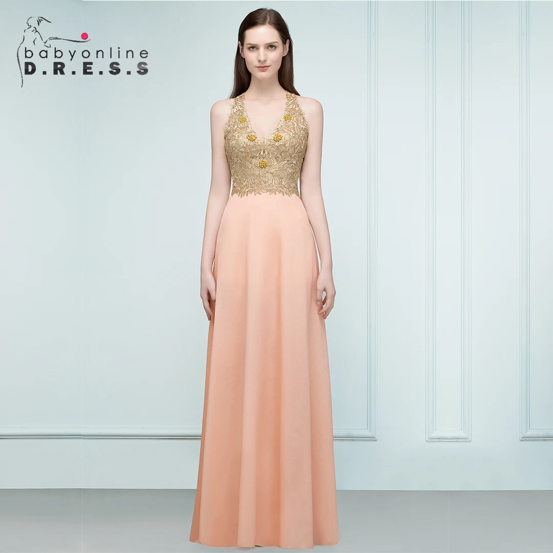 

BABYONLINE жемчужно-розовые элегантные платья для выпускного вечера Иллюзия Глубокий V-образный вырез открытая спина для гостей свадьбы длинное платье с бусинами кристаллами для вечеринки