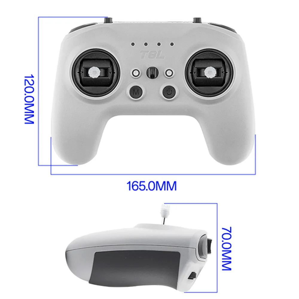 Vue de dessus de la radio ELRS 2.4GHz avec joystick Hall X5, parfaite pour le FPV