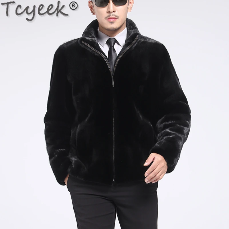 

Tcyeek Winter Real Mink Fur Coats Man Clothes 2023 Fashion Mens Fur Coat Short Natural Mink Fur Jacket S-9XL Jaqueta Masculina