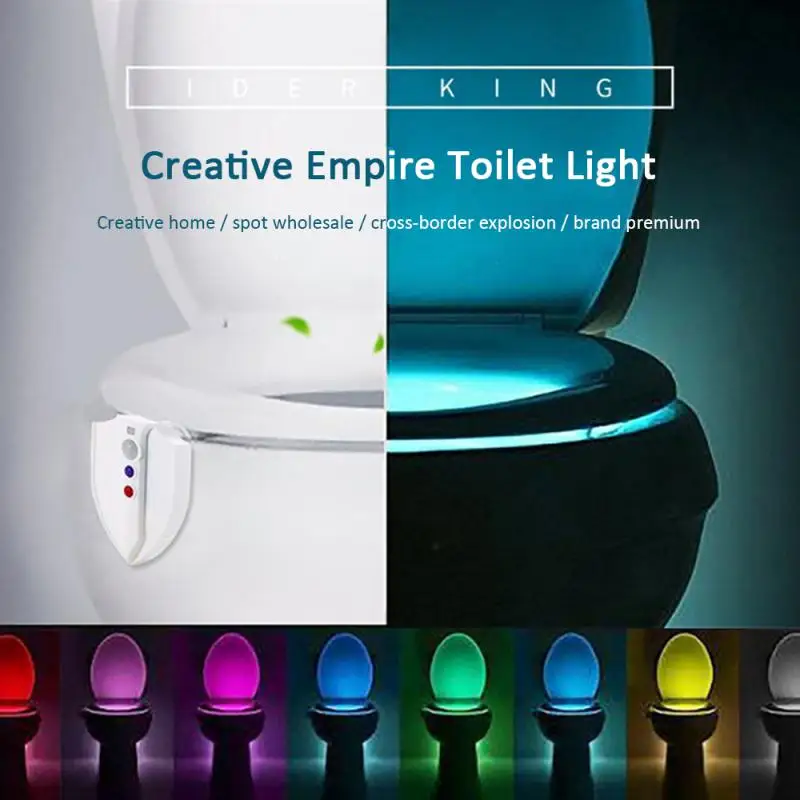 

Toilet Night Light PIR Motion Activated Seat Sensor 8 Colors Changing Night Lamp Toilet Bowl Lighting For Bathroom Washroom