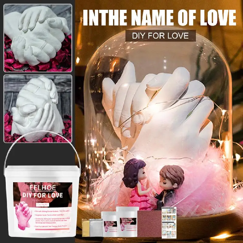 

3d Hands Mold Casting Clone Powder Model Powder Couple Hand Model Day Baby Print Creative Diy Valentine's Model 650g/1600g Kit