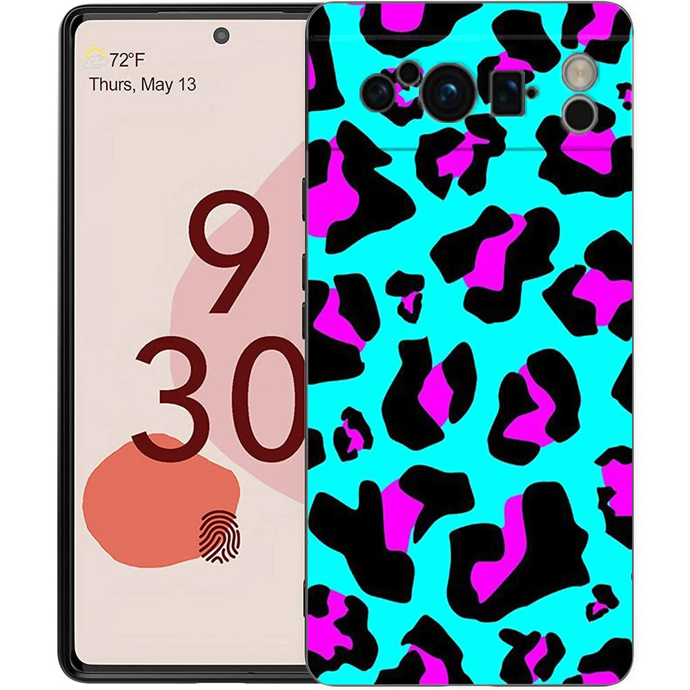 Leopard Print Pattern Soft Silicone Shockproof Phone Case - Black Cover s