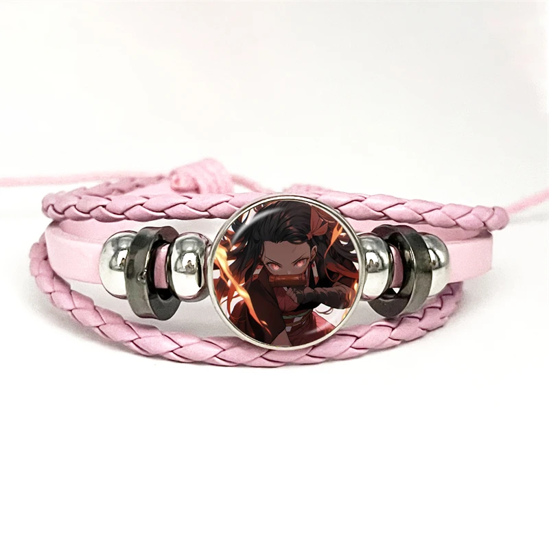 Anime Demon Slayer Braided Bracelet Cosplay Season 3 Swordsmith Village Prop Kamado Tanjirou Nezuko Figure Couple Bracelets Gift 4
