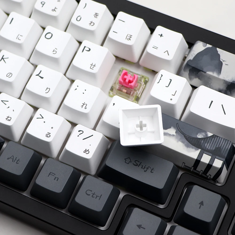 Tinta Lotus Pbt Keycap Perfil Oem Dye Sub Keycaps para Gk61 Rk61 68 980 108 Qwertz Azerty Teclado mx Alemão Francês Espanha - Imagem 3