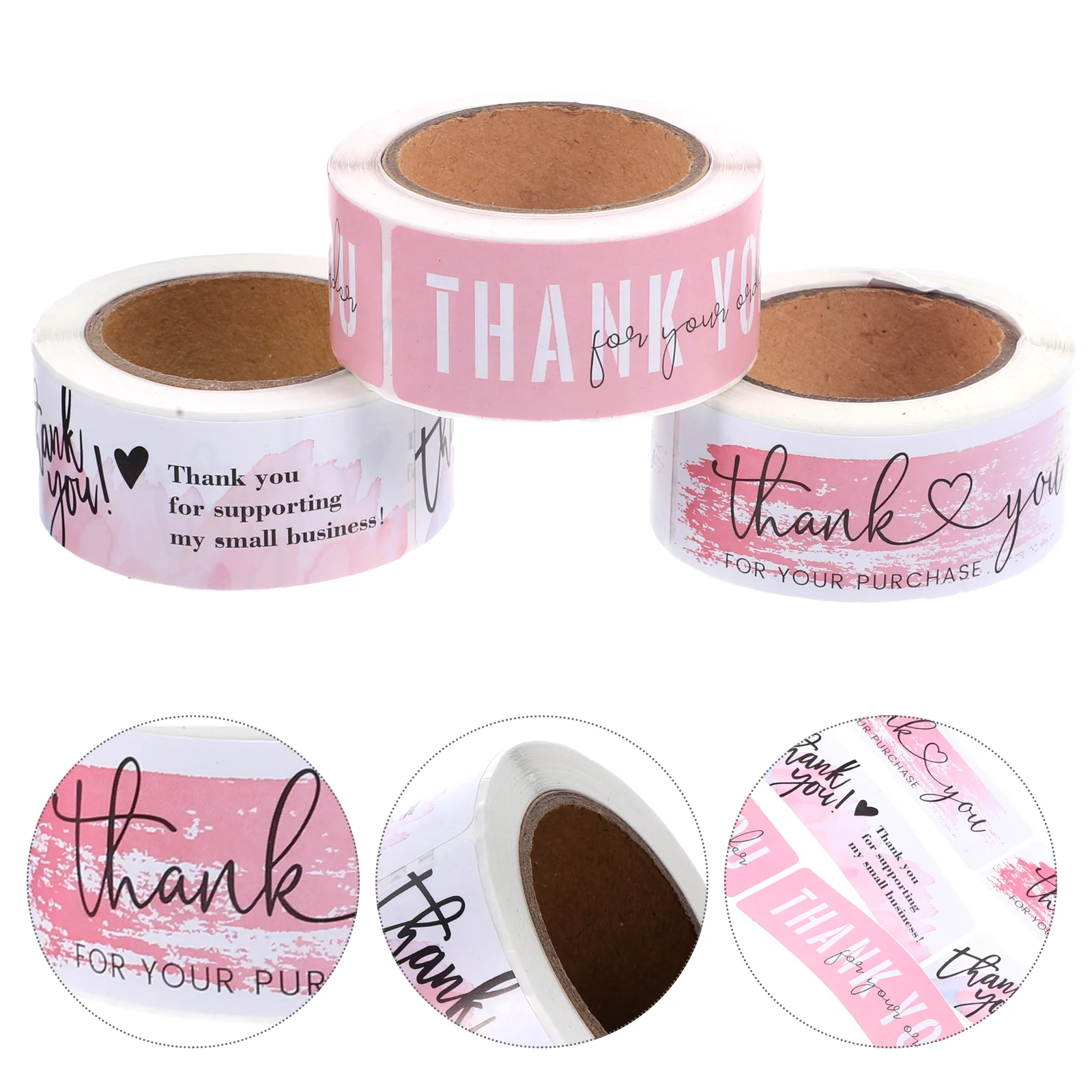 

3 Rolls Gift Box Stickers Flower Floral Thank You Labels Coated Paper Household