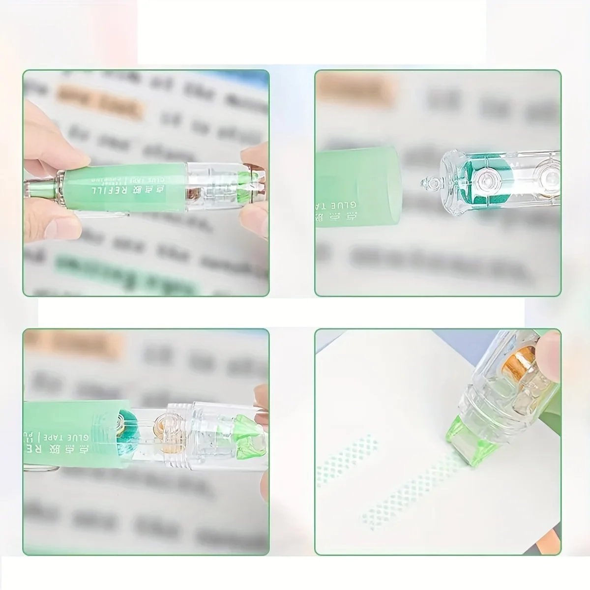 Dual-Sided Retractable Tape Roller with Adhesive Refills
