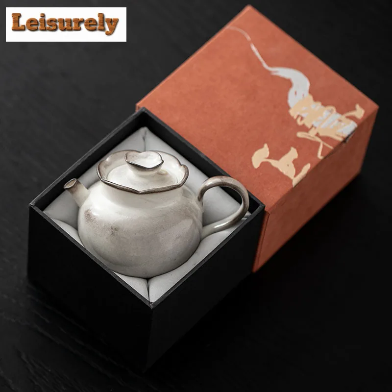160ML Ink Painting Zhiye Roasting Flower Mouth Teapot Japanese Tea Infuser Pot Tea Brewing Kettle With Ball Hole Cha Gift Craft