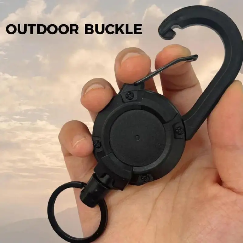 Heavy Duty Retractable Tether Pull Badges ID Holder 23.6in Cord Carabiner Keychain Buckle Key Holder Hold Multiple Tools Outdoor 2