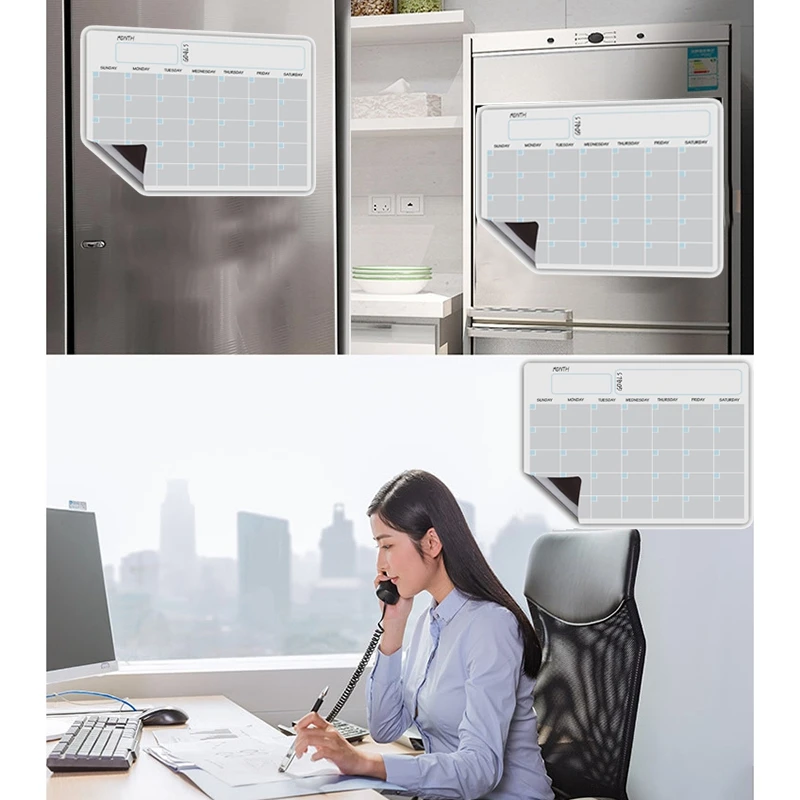 3X A3 Magnetic Whiteboard Dry Erase Calendar Set Whiteboard Weekly Planner For Refrigerator Fridge Kitchen 17X12 Inch