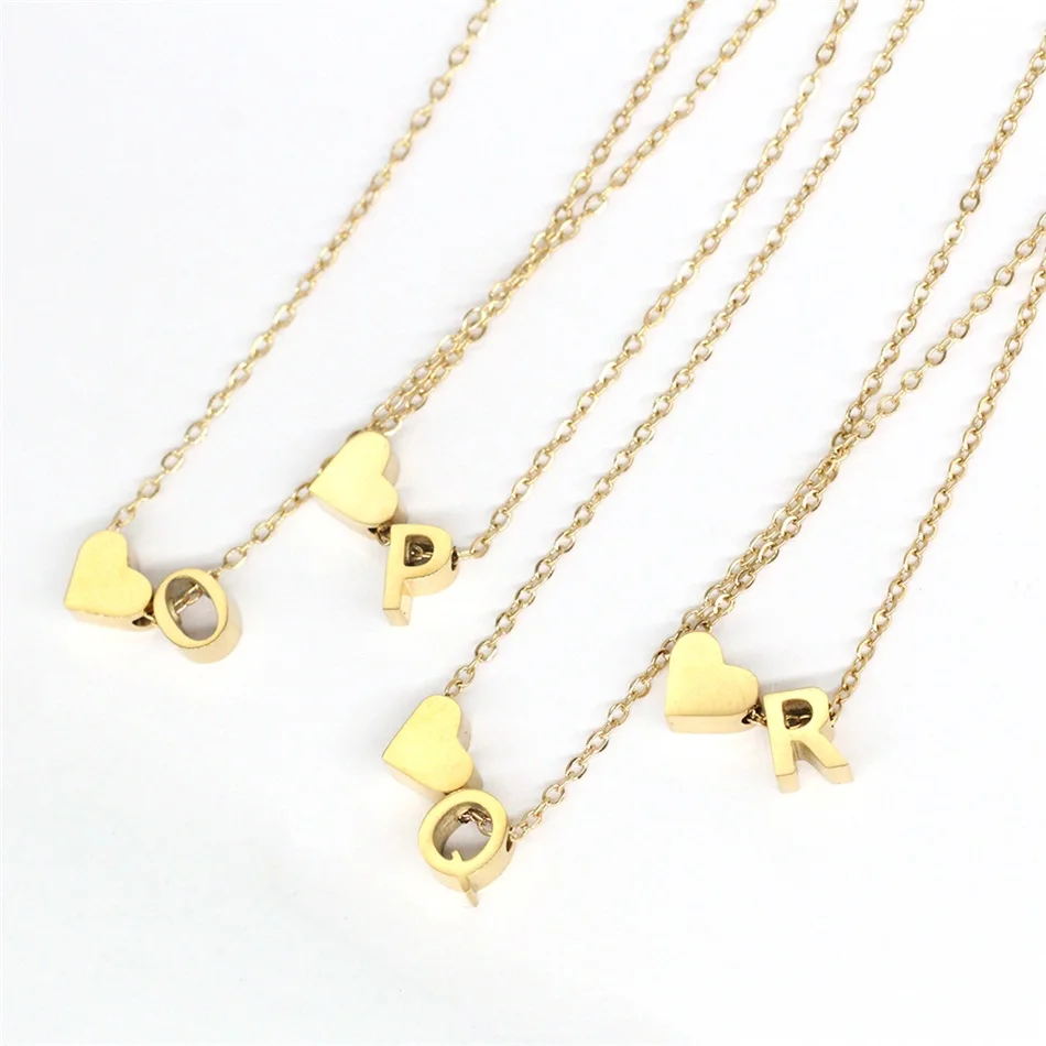 Feines Initialen Herz Choker Halskette Gold Anhänger Schmuck_voghion.com
