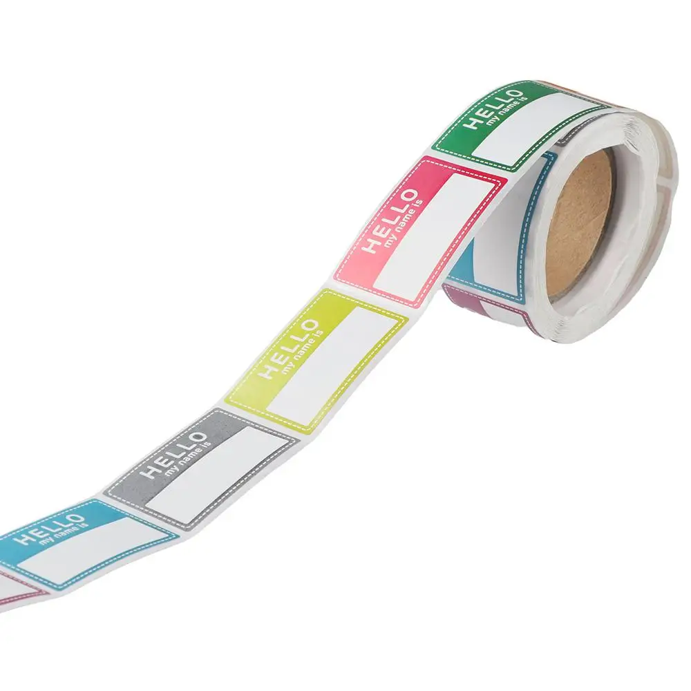 자기 접착 빈 이름표 스티커, 헬로 내 이름 스티커, 파티 사무실 가정용, 8 가지 색상, 200 개