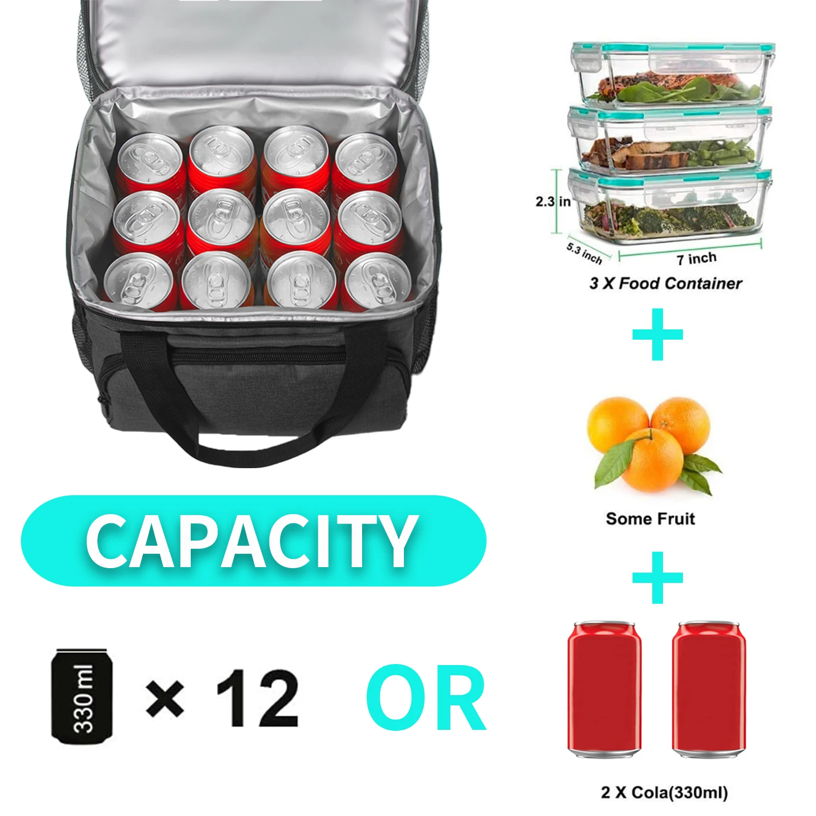 Cooler Lunch Bag Waterproof, Brand SFIUYDS Thermal Food Case, Insulated Bags With Adjustable Shoulder Strap, Picnic, Hiking,15L
