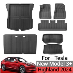 For Tesla Model 3+ Trunk Mats TPE Waterproof Wear-resistant Foot Pads Front Rear Trunk Mat New Model3 Highland 2024 Accessories
