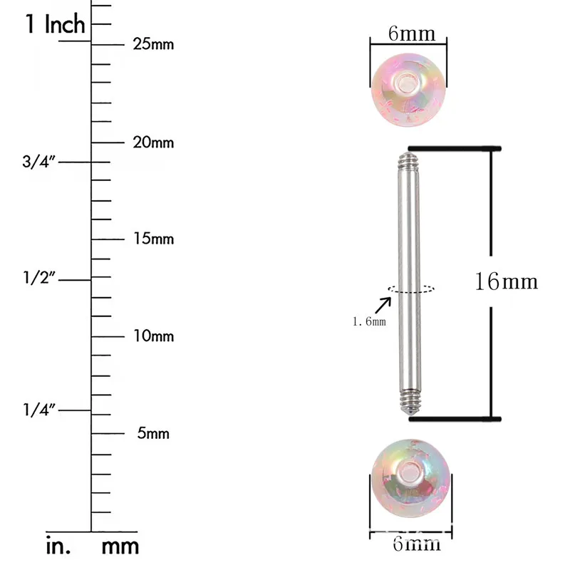 6PCS Shimmering Acrylic Tongue and Nipple Barbell Set