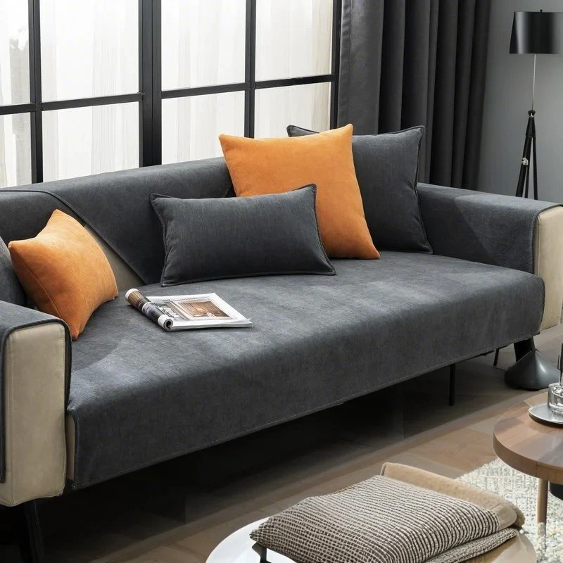 Chenille Sofa Cover Waterproof Backing Non-Slip Couch Protector Seat Cover Sofa Towel Slipcovers For All Seasons