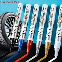 Car paint scratches repair brush pen waterproof water paint marker pen car tire tread care automotive  black white red silver 1