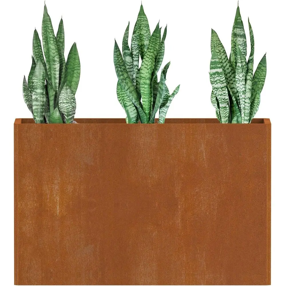 Corten steel planter close-up