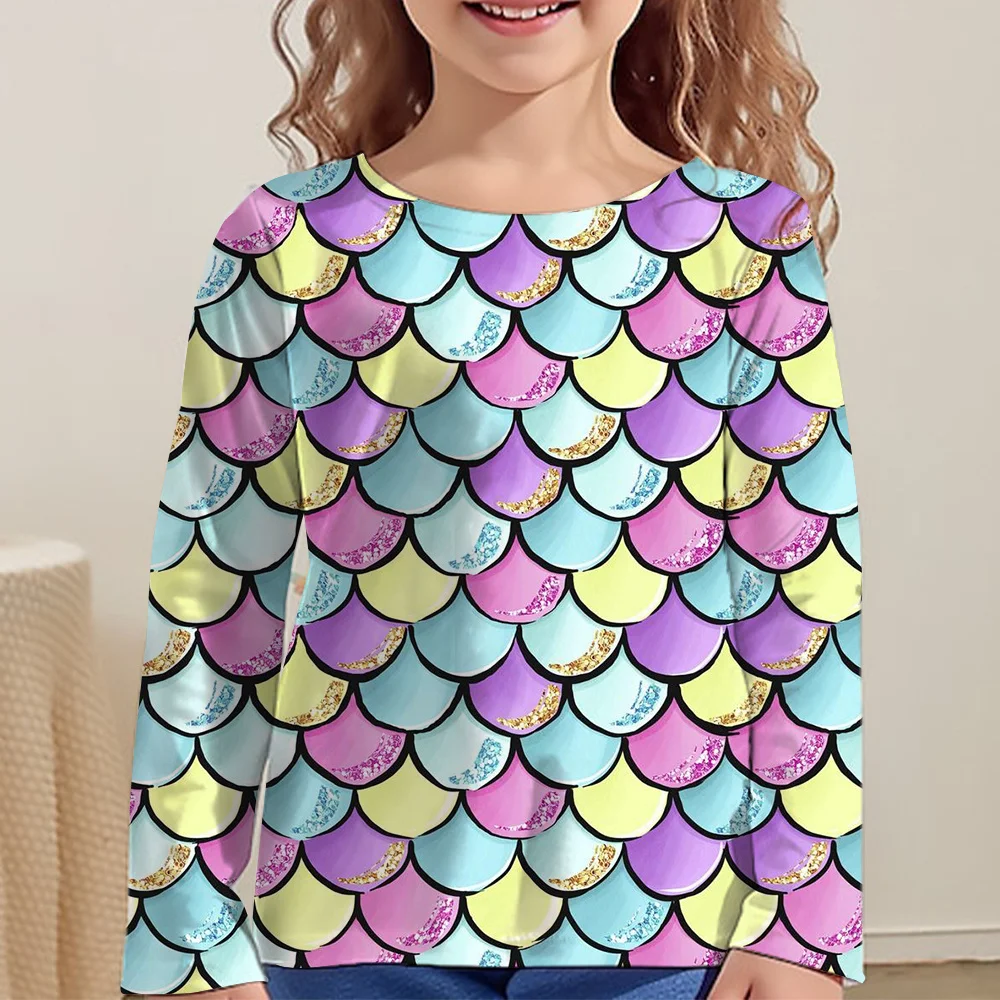 Children's Clothing Girl T-Shirts Short Sleeve Child T-Shirt Beautiful Fish Scales Print Casual Kids Summer Clothes Girl Tops﻿ 6