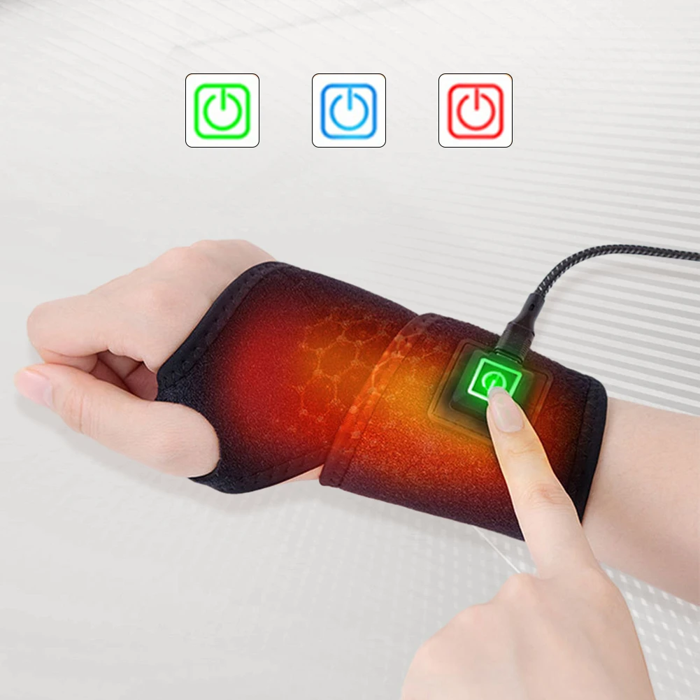 Electric Wrist Thumb Brace Heating Pad 3 Level Temperature Wrist Warmer Support Wristband for Injury Rheumatism Tendonitis 2