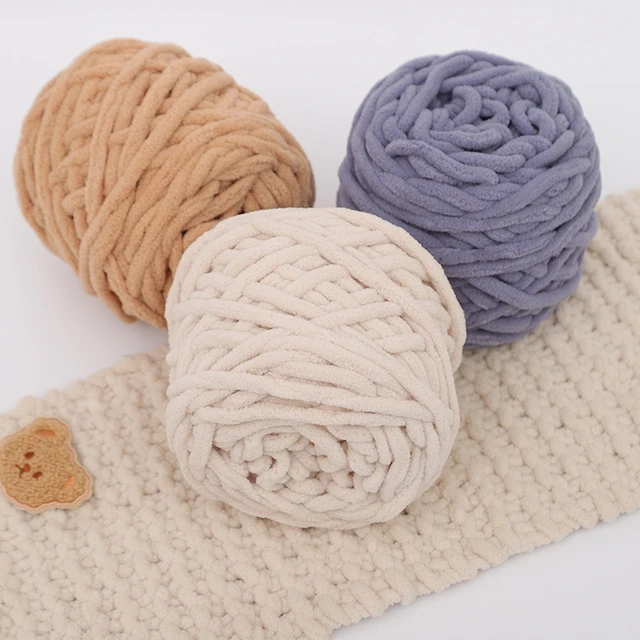 250g Chunky Crochet Yarn For Hand Knitting Thick Chenille Puffy Wool Baby  Warm Soft Cotton Polyester Thread For Scraf Slippers