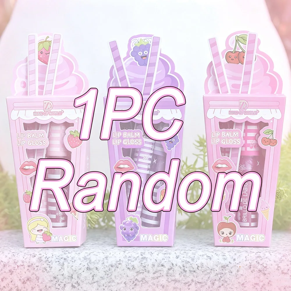 Shimmering Ice Cream Lip Gloss & Balm Set - Waterproof, Long-lasting, Natural Moisture