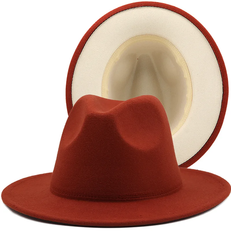 Unisex Mens Women Vintage Luxury 100% Wool Big Brim Cow Boy Fedora Hat 4 Sizes 