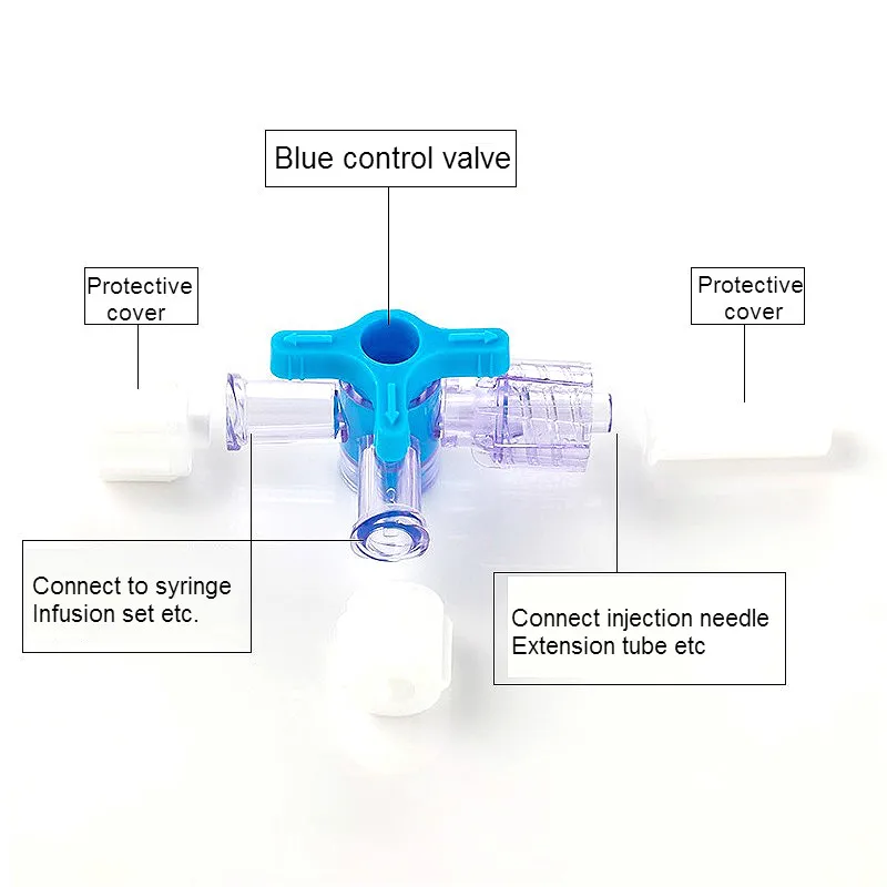 Disposable Stopcock Sterile Three Way Cock Syringe Adapter Water-light Needle Dispenser Ethylene Oxide Sterilization 5/PK