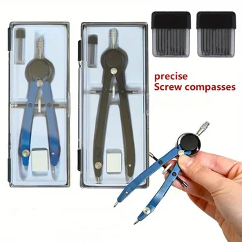 Simple Pratical Pfofessional Metal Compass Set With Lead core Math Geometry Circle Drawing Tools Office Supplies Stationery Gift 1