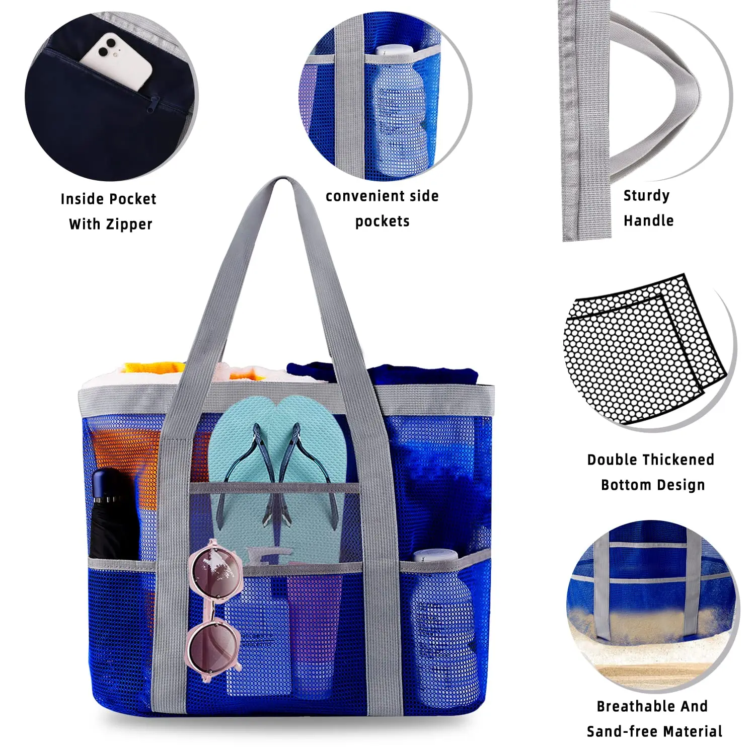 Bolsa de playa Eva, impermeable, ligera, de gran tamaño, bolsa de playa,  bolsa de viaje para gimnasio, playa, viajes, piscina, yoga, Azul