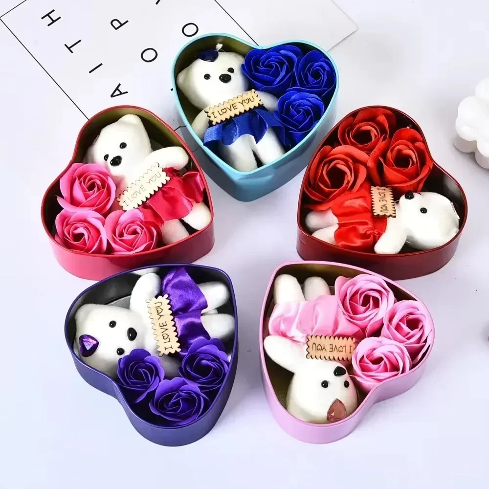 Valentines Day Rose Love Gift Box Bear Soap Romantic Mother Day Gift Wedding Birthday Flower Room Decoration Home Party Supplies 1