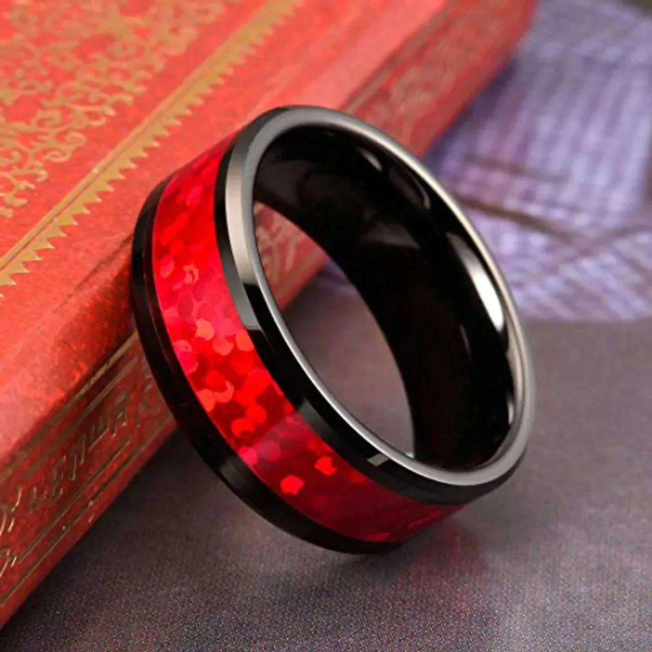 8mm Men Women Stainless Steel Rings Inlay Red Opal For Wedding Band Jewelry Gift wedding rings finger rings womens ring jewelry rings ring jewelry couple rings
