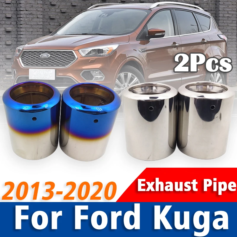 2 Pieces Stainless Steel Exhaust Pipe Muffler For Ford Kuga 2013-Tailpipe Muffler Tip Car Accessories Auto Styling 18