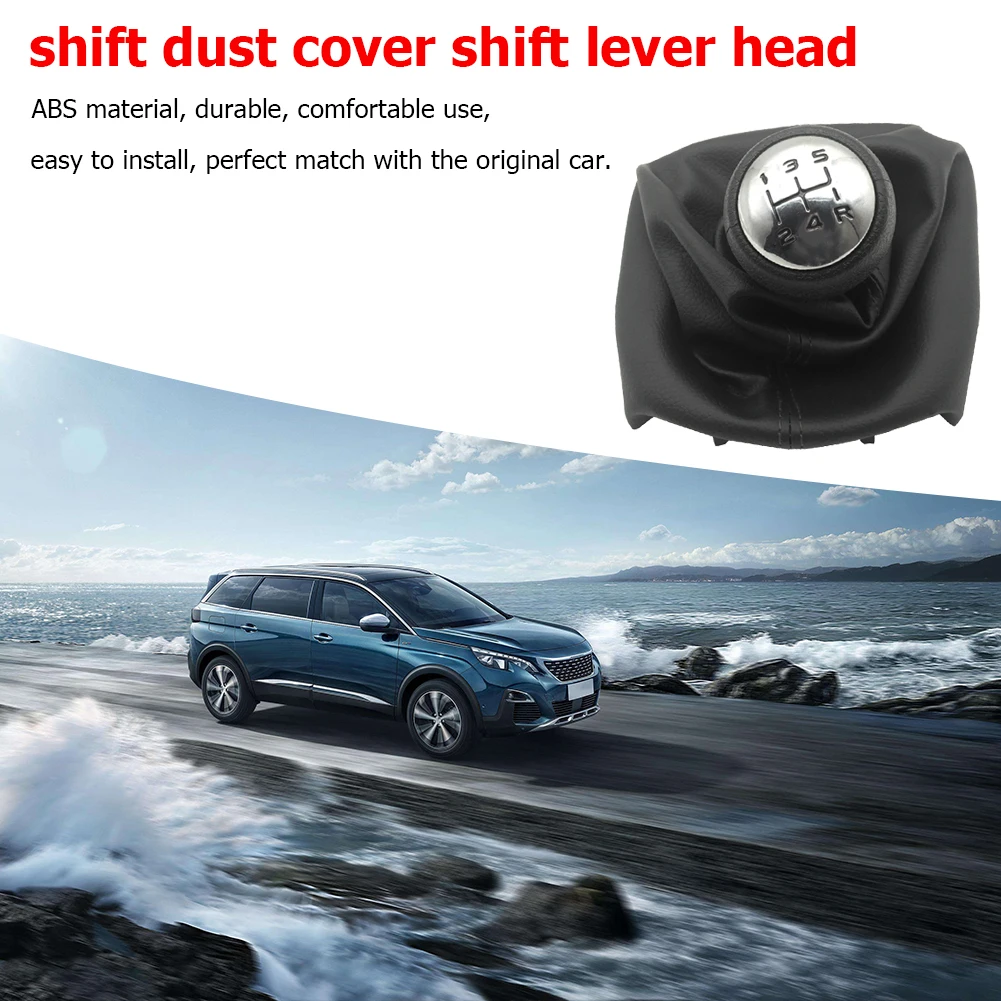 For Peugeot 307 207 206 Citroen C3-C5 5-Speed Gear Shift Knob With Collars Gear Shift Lever Dust Anti-dust Cover Interior Parts