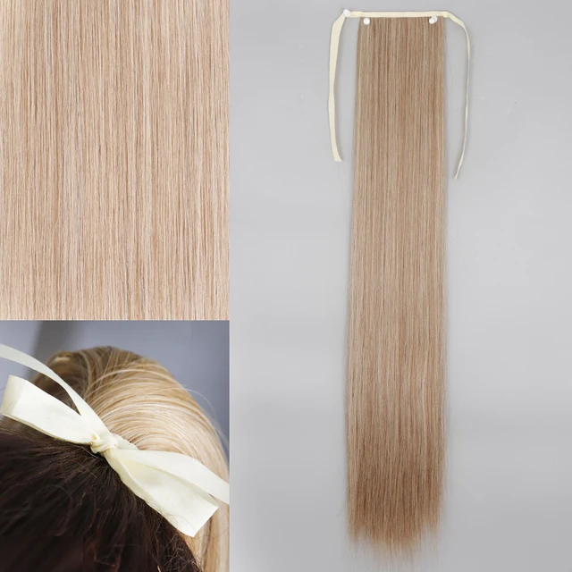 MERISIHAIR Synthetic Long Straight Wrap Around Clip In Ponytail Hair Extension Heat Reistan Pony Tail Fake Hair 13-m12-613