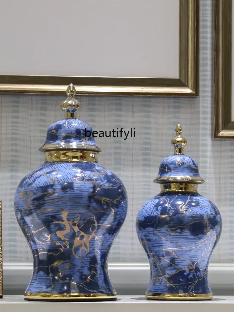 

Jingdezhen European Entry Lux Temple Jar Ceramic Vase Decoration Modern Living Room and Home Decorations Creative Decorations