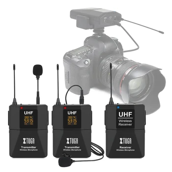 오디오 모니터 기능이 있는 무선 라발리에 마이크, 카메라 마이크, UHF 무선 라펠 마이크, 스마트폰 DSLR 카메라용