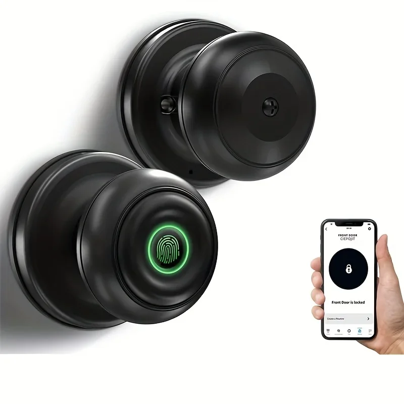 Door Knobs Smart Door knob Fingerprint Door Lock Smart Lock Biometric Fingerprint knob with App Control for Bedrooms