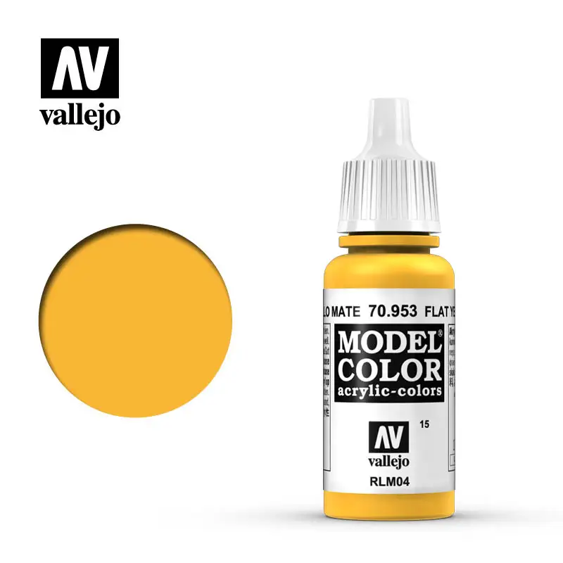 

Vallejo Acrylic paints AV 70953 015 Amarillo Mate Flat Yellow Model Coloring Water-Based Hand Painted Gunpla Gundam Military17ML