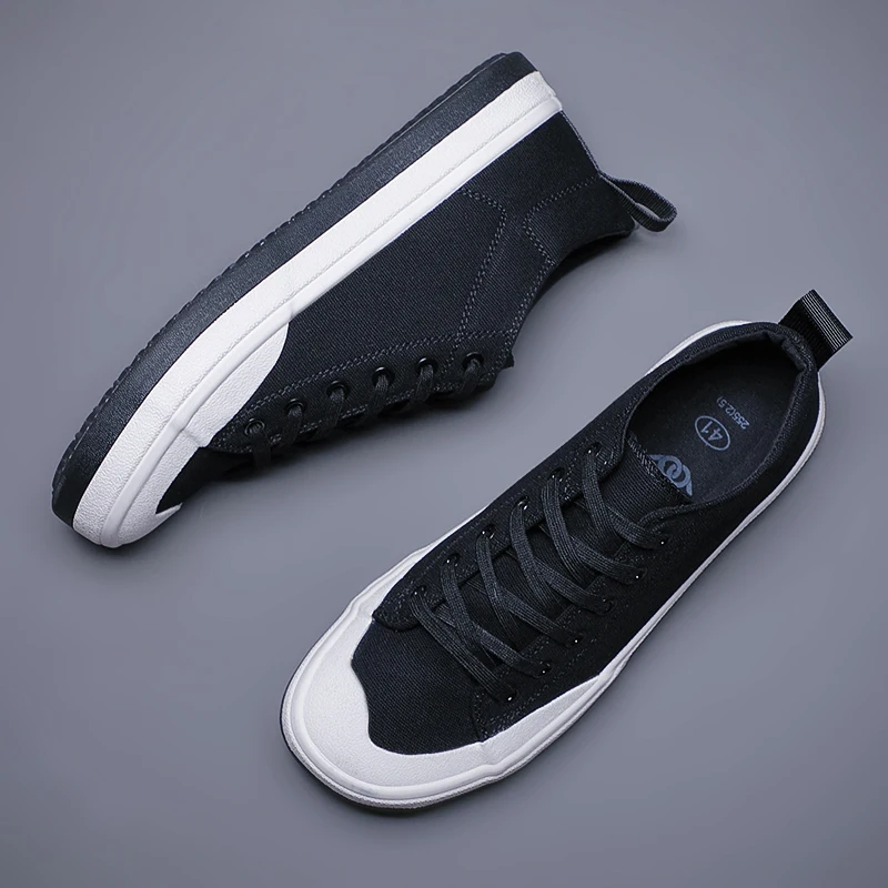 Men Canvas Shoes Casual Lace Up Sneakers Summer Fashion Breathable Vulcanize Shoes Rubber Flats Outdoor Autumn Casual Man Shoes 6