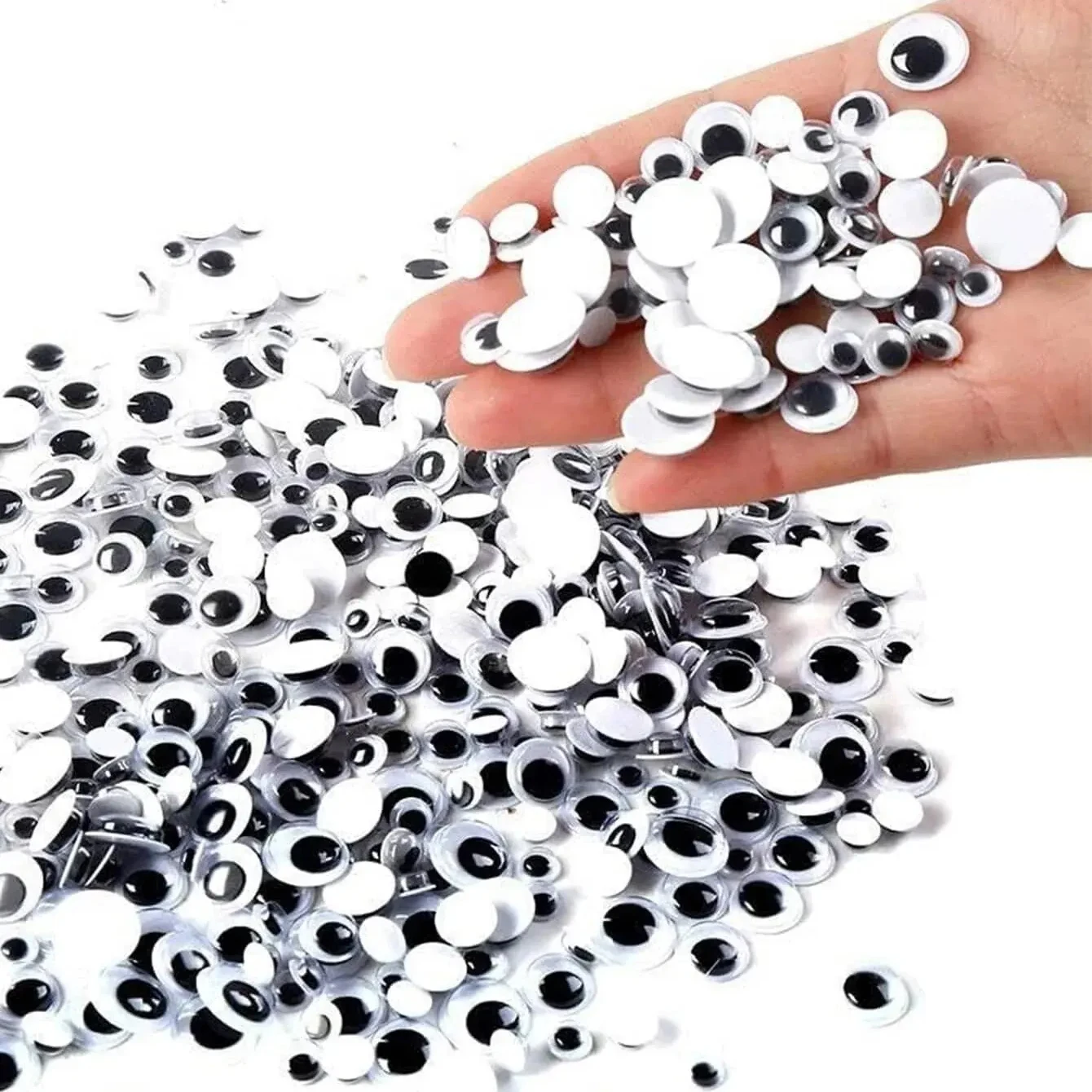 Swing Eyes 500pcs Self-adhesive Black White Goose Eyes for DIY Crafts Decoration