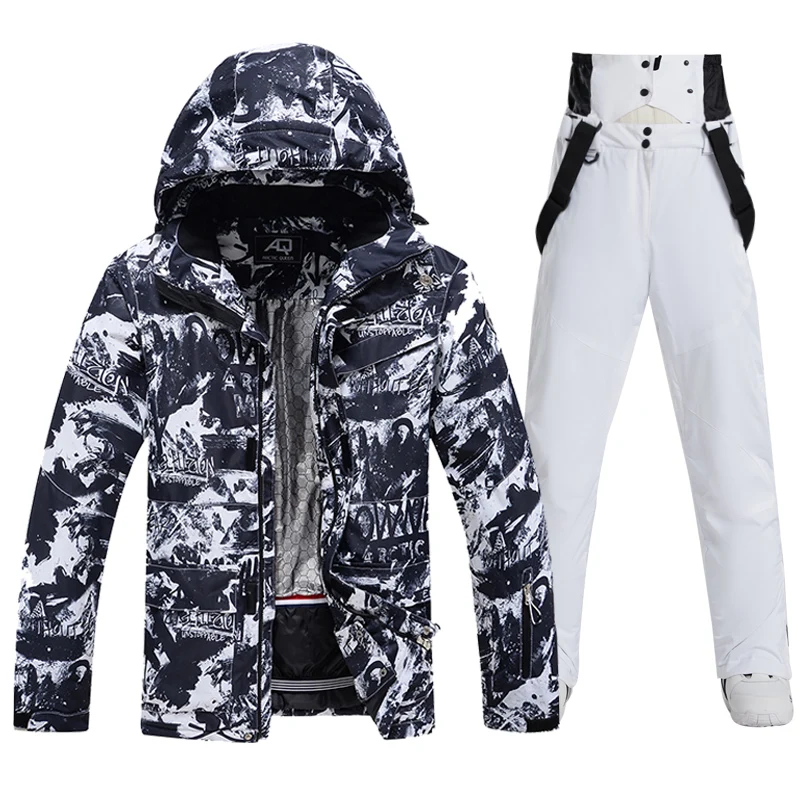 

High Quality Insulated Ski Jacketand Pants Men Snowboard Wear Outdoor Waterproof Snow Suit Overalls Hooded Winter Warm Clothes