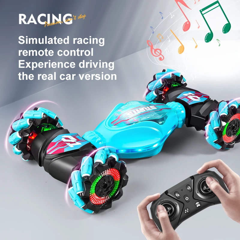 BGTOY 4WD Stunt RC Car With LED Light Deformation Twist Climbing Radio Remote Control Car Electronic Toys For Kids Boys Gifts 4