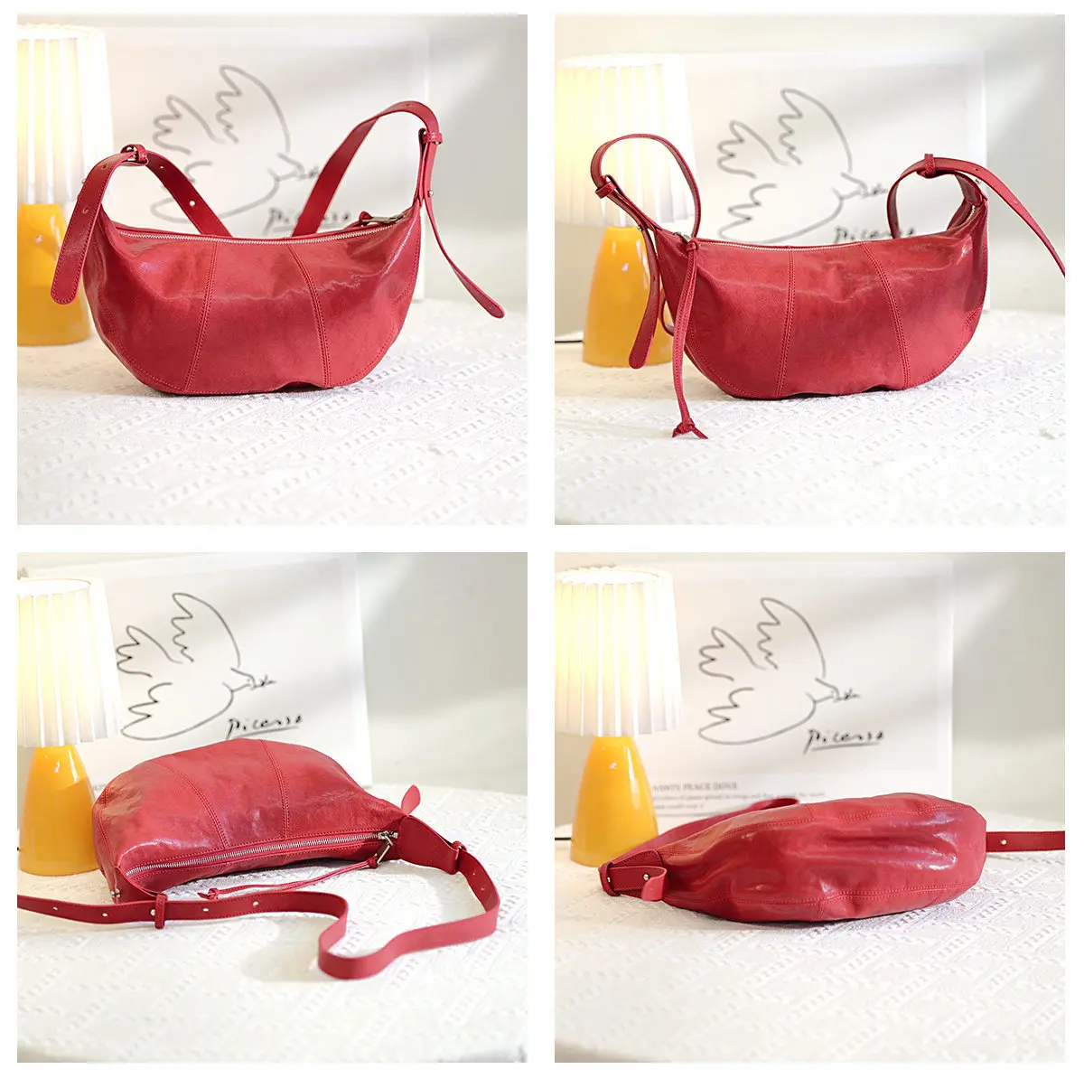 Modische Designer-Handtaschen aus echtem Leder für Damen, handgefertigte Schultertasche für das Wochenende, luxuriöse Damen-Unterarmtasche aus Rindsleder für den Alltag. – Detail 11